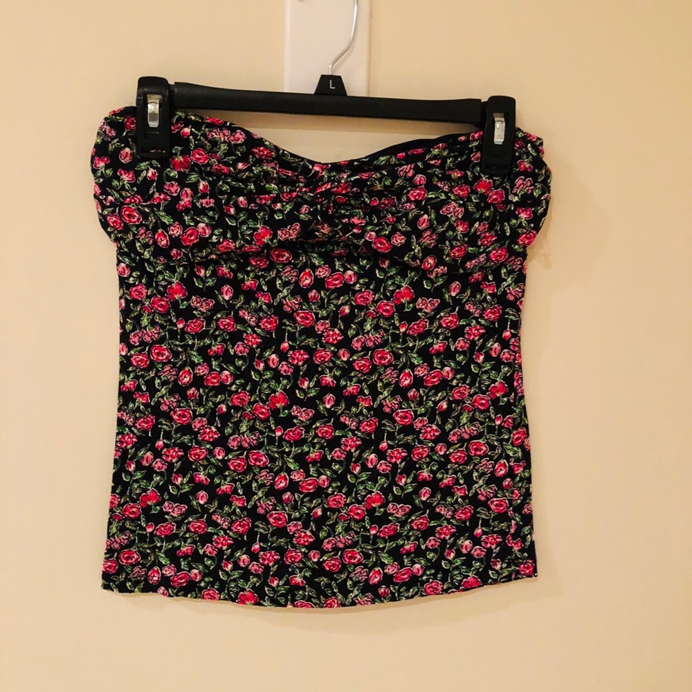 Strapless floral top